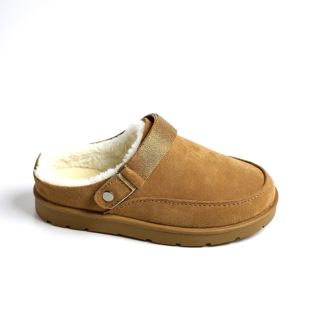 Grossiste R and BE - DF244 Mules styles pantoufles fourrées. Possibilité de mettre la lanière devant ou en arrière.