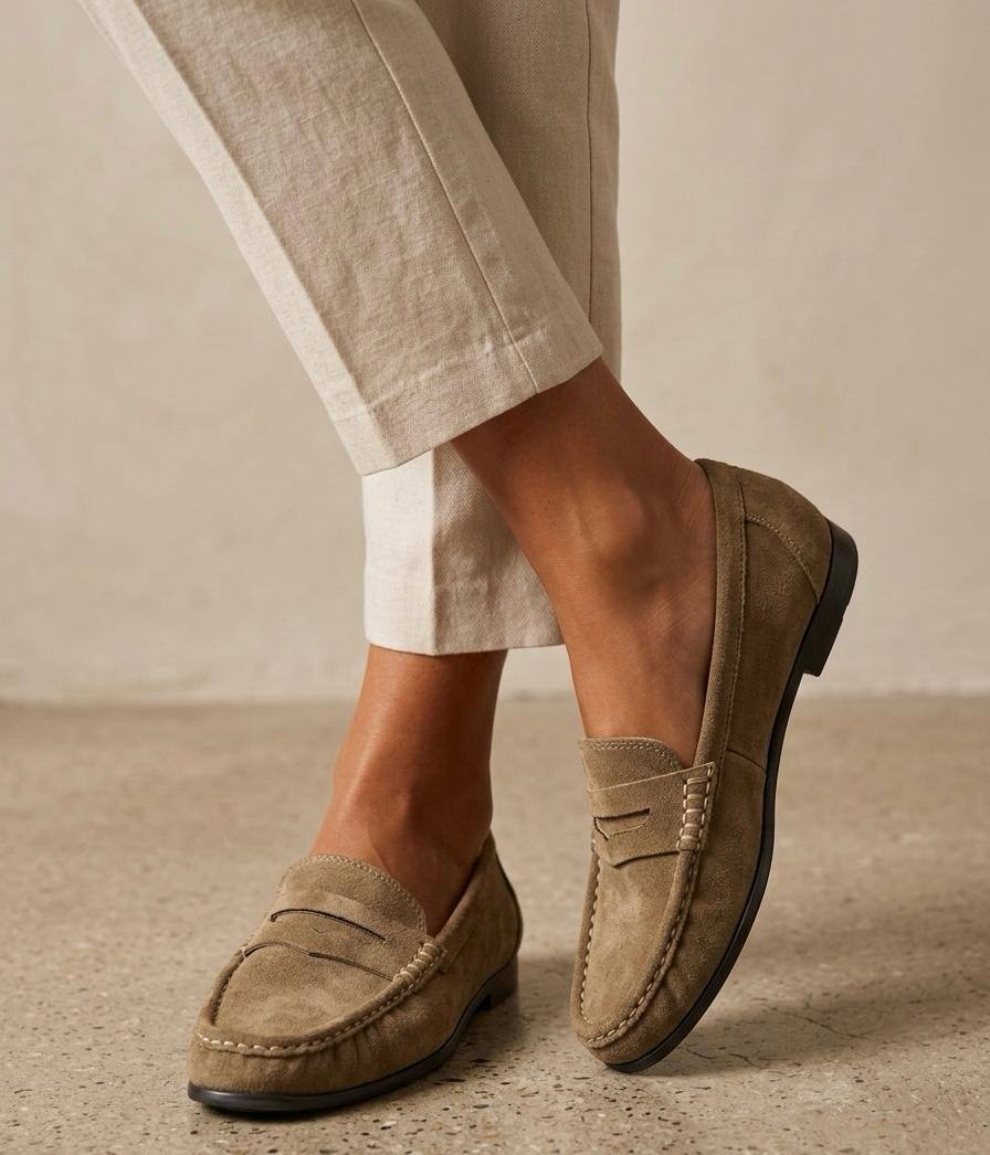 Grossiste R and BE - Mocassins en suédine femme façon vieilli