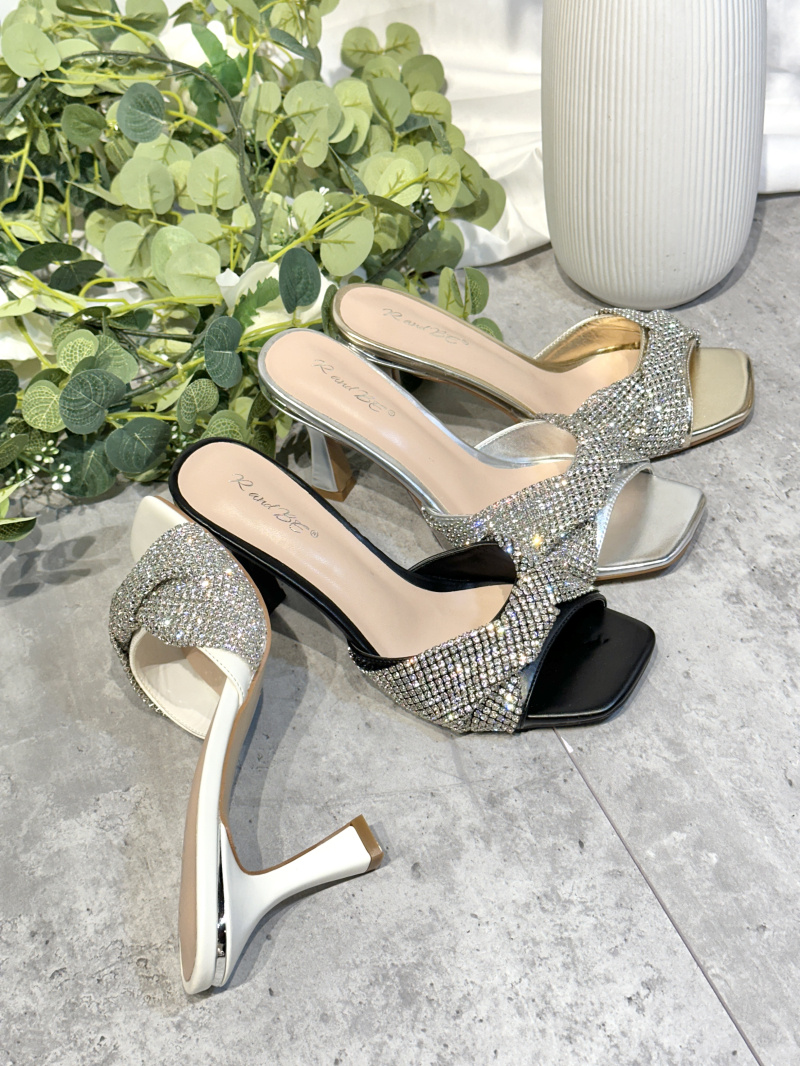 Grossiste R and BE - Sandalesà mules  talon  avec  strass brillants