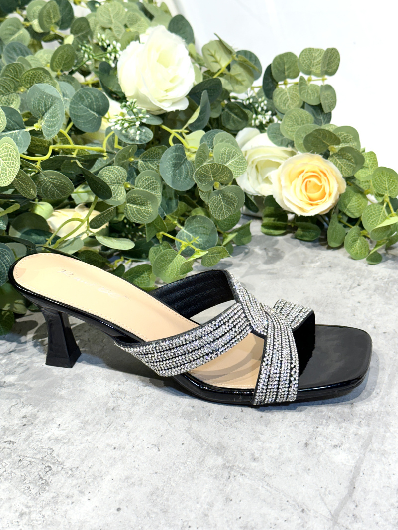 Grossiste R and BE - Sandales mules en talon .avec strass