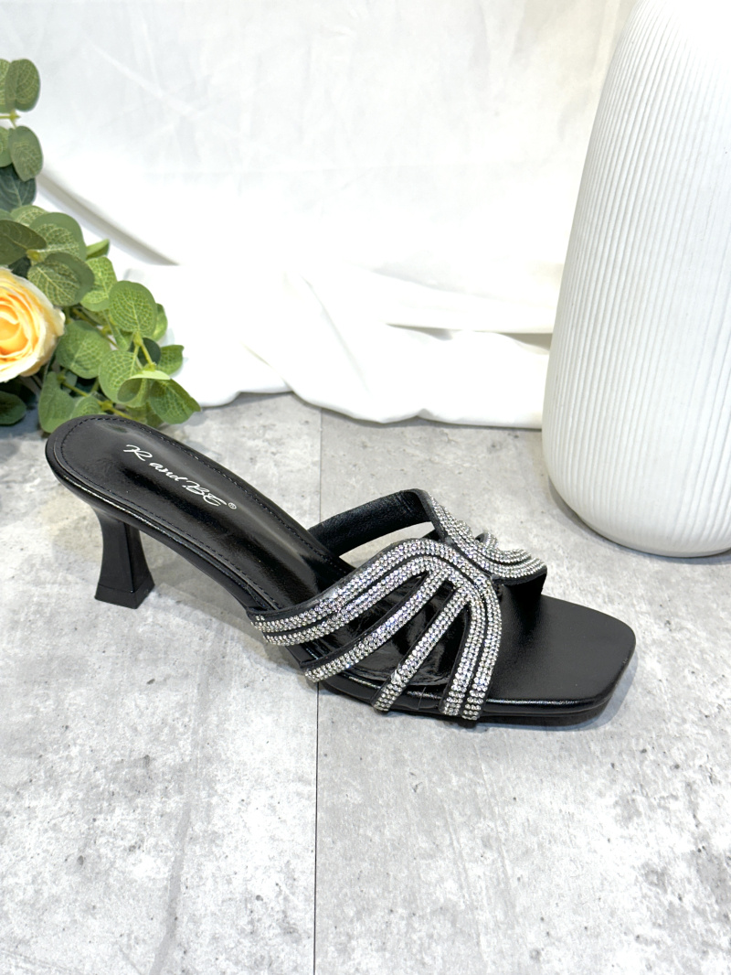 Grossiste R and BE - Sandales mules en talon .avec strass