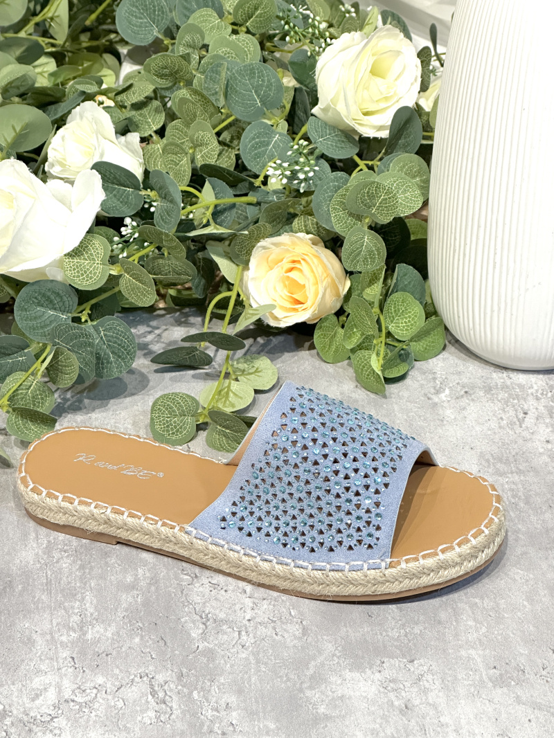 Grossiste R and BE - Mules plates avec semelle en paille