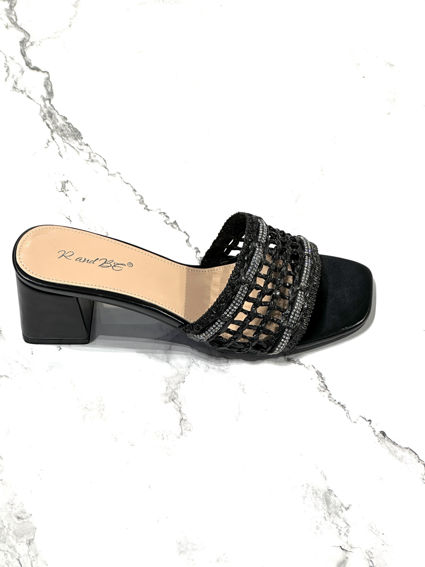 Grossiste R and BE - BK537 Mules à talon avec devant en tressage talon haut de 5cm