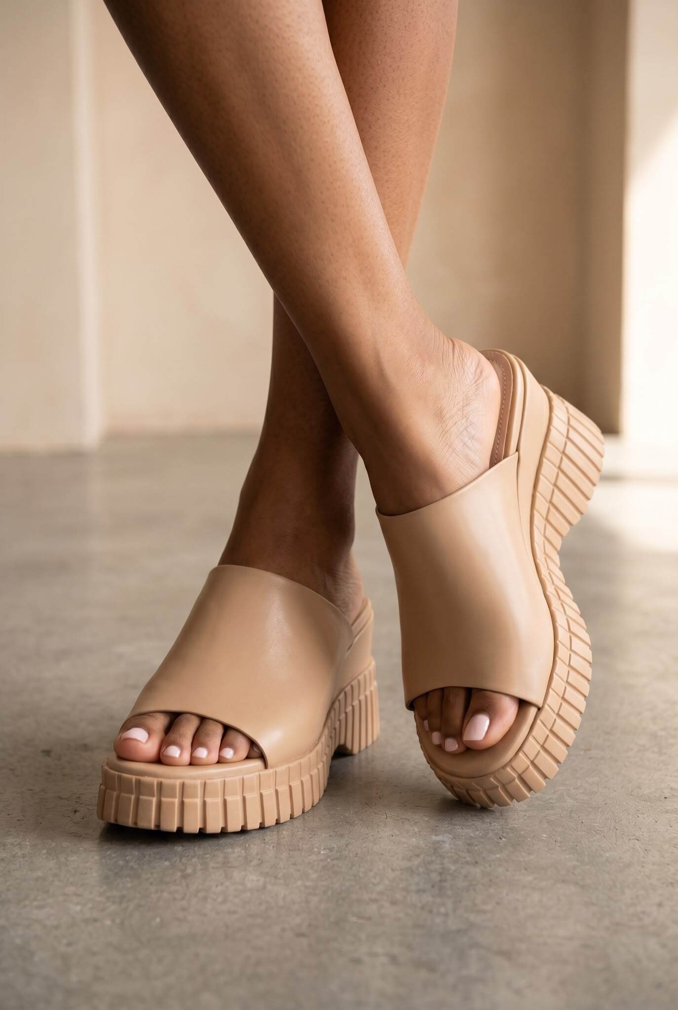 Wholesaler R and BE - Wedge mules with a 7.5cm heel and a 3cm platform.