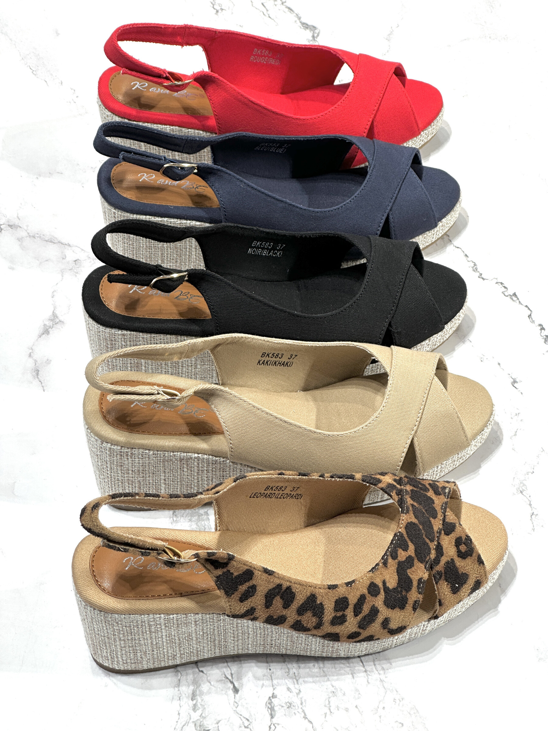 Wholesaler R and BE - BK582 Sandals wedged with platform with removable knot