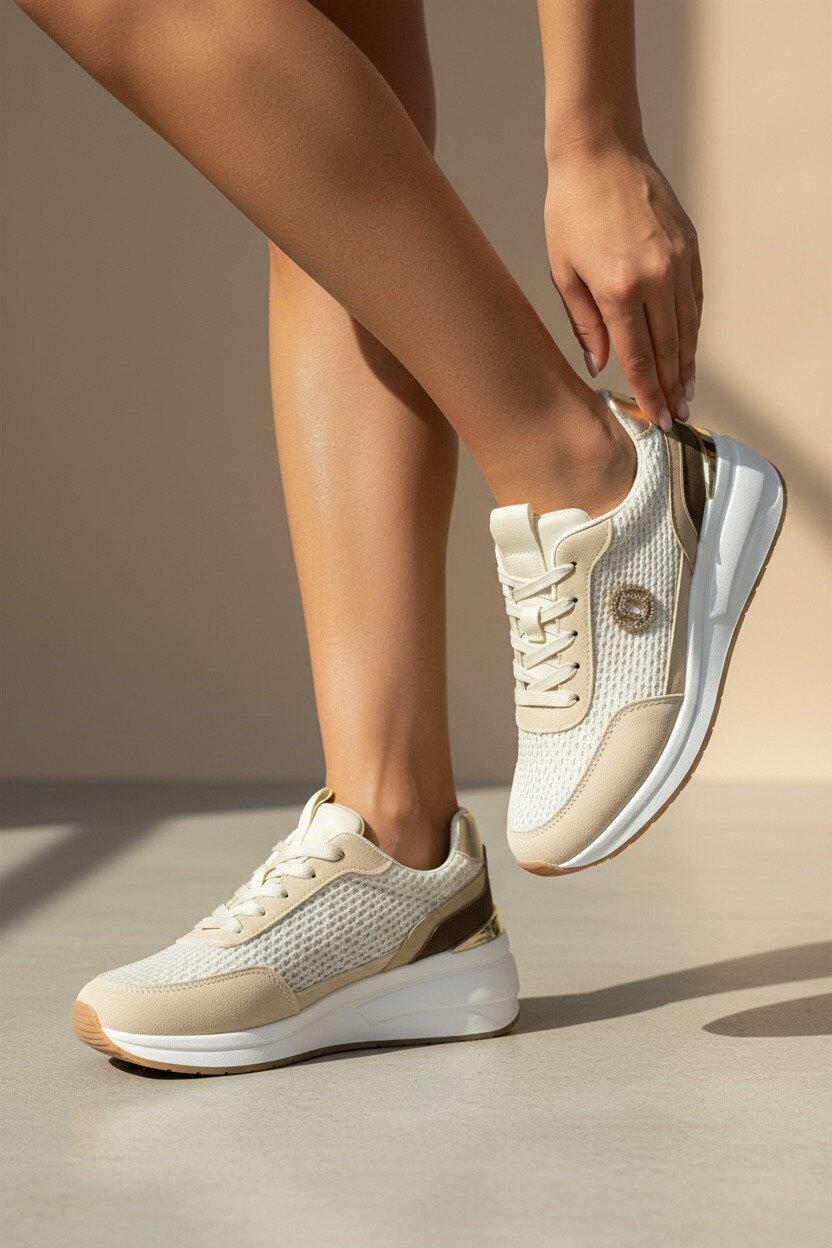 Wholesaler R and BE - CL633 Women's sneakers with shiny mesh netting