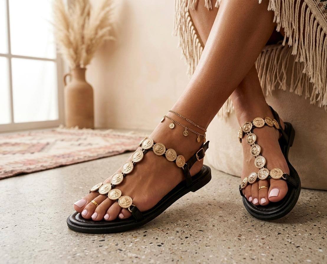 Wholesaler R and BE - Women's patterned flat sandals
