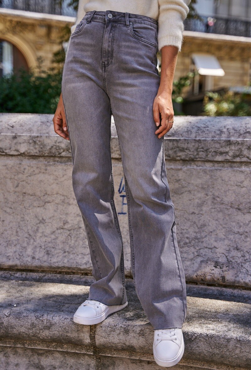Pantalón de pierna ancha - Gris - 3 - formato grande