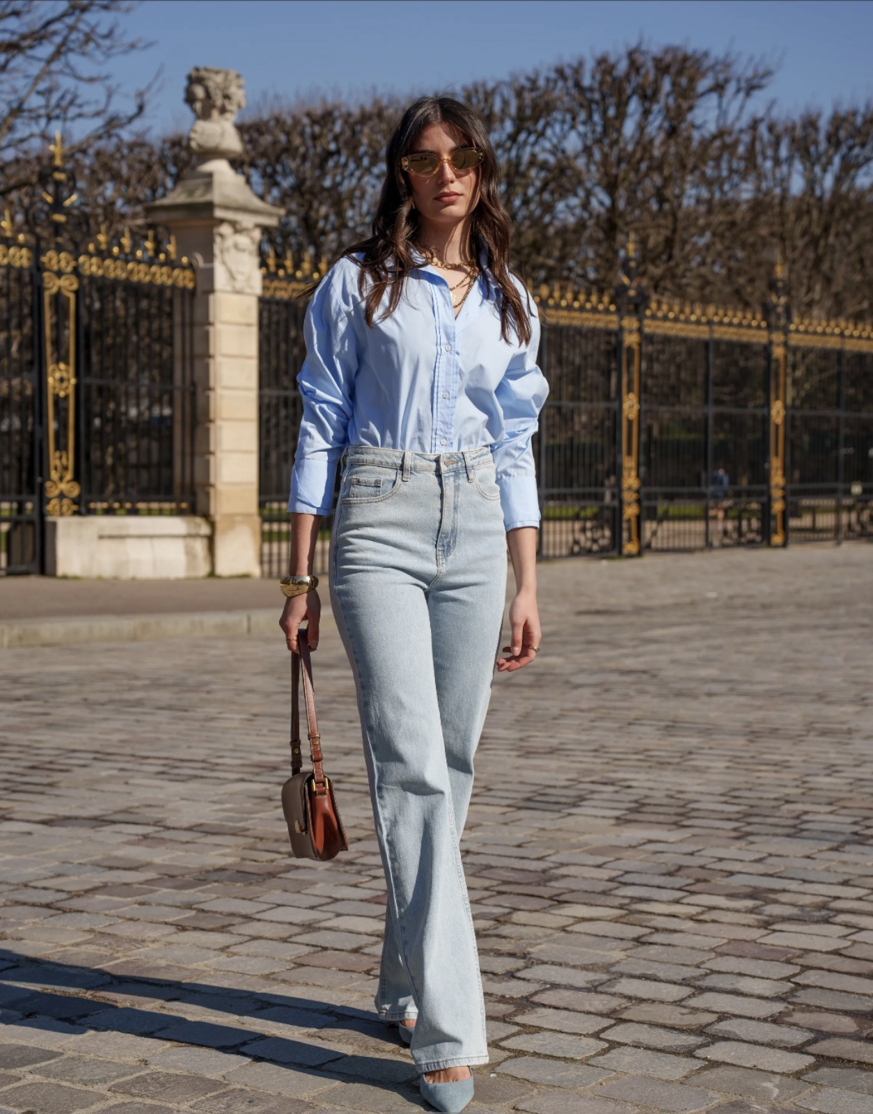 Grossiste R-Display - Jeans Wide Leg en coton avec du stretch
