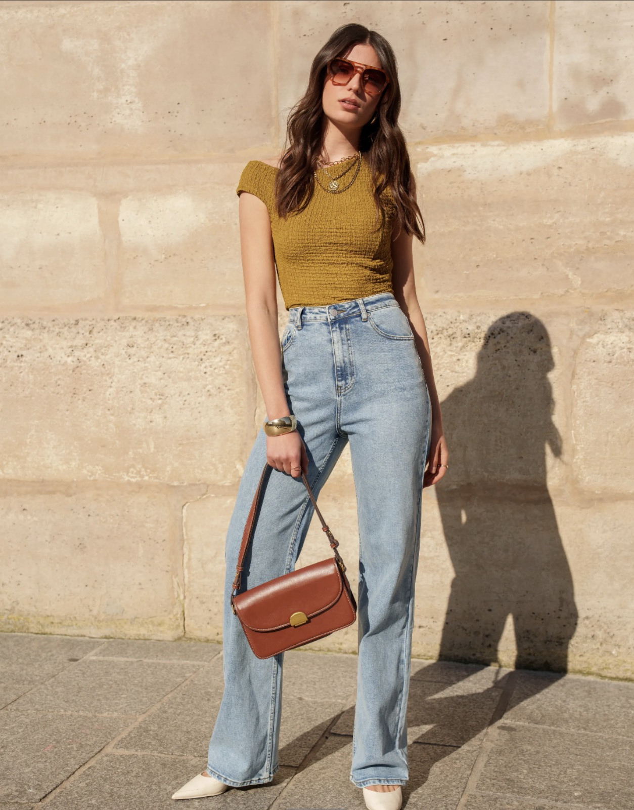 Grossiste R-Display - Jeans Wide Leg en coton et stretch