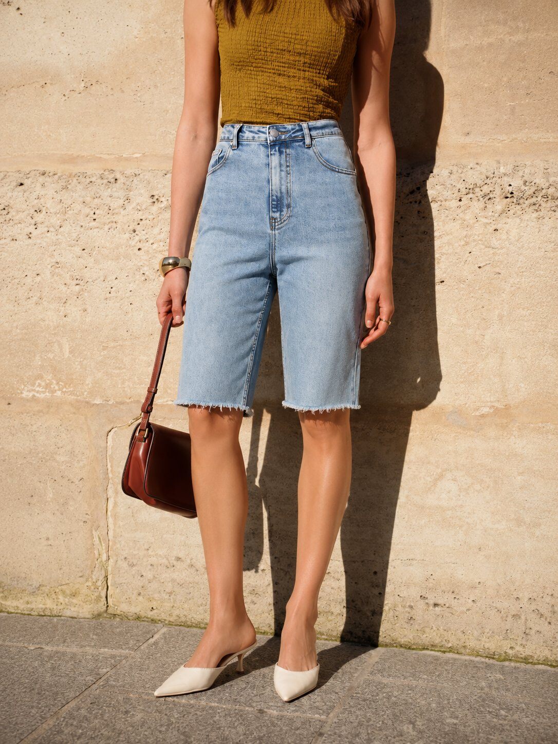 Wholesaler R-Display - Light denim Bermuda shorts