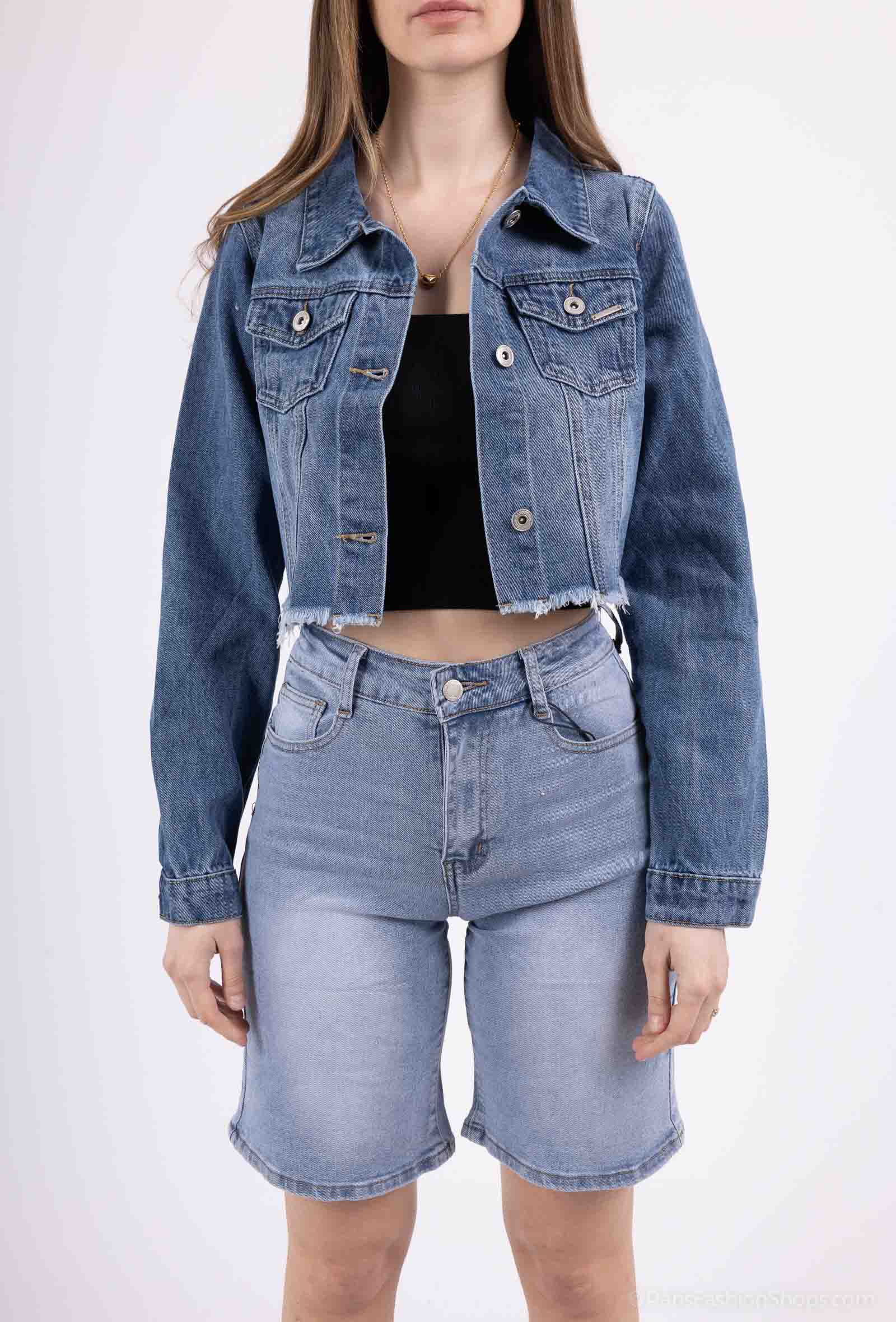 Grossiste R.Jonaco - Veste en jeans courte déchirée