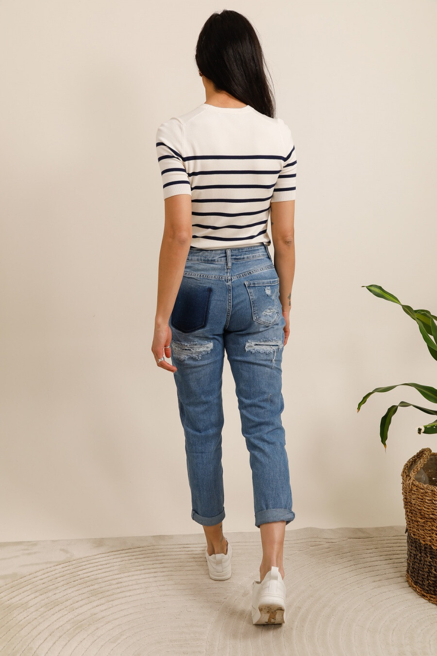 Grossiste REDBERRY - jeans mom fit déchiré