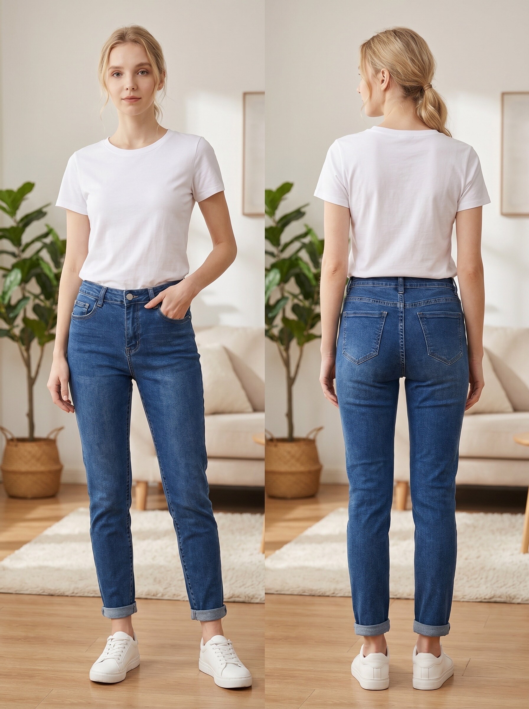 Großhändler REDBERRY - Blaue Mom-Fit-Jeans