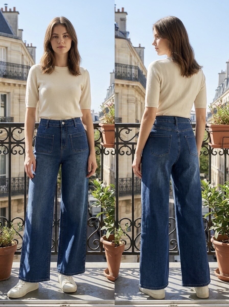 Grossiste REDBERRY - Jeans wide leg en grande taille