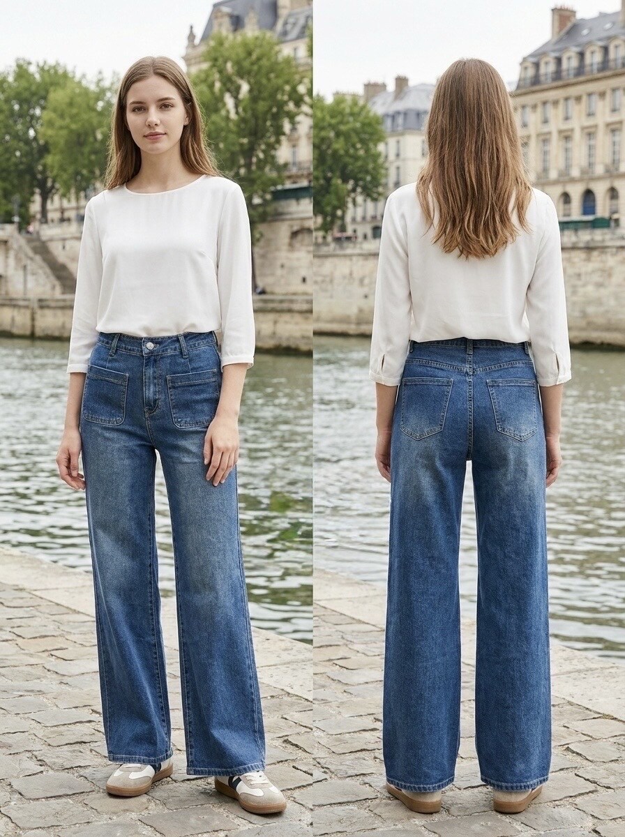 Mayorista REDBERRY - Vaqueros azules de pierna ancha en talla grande
