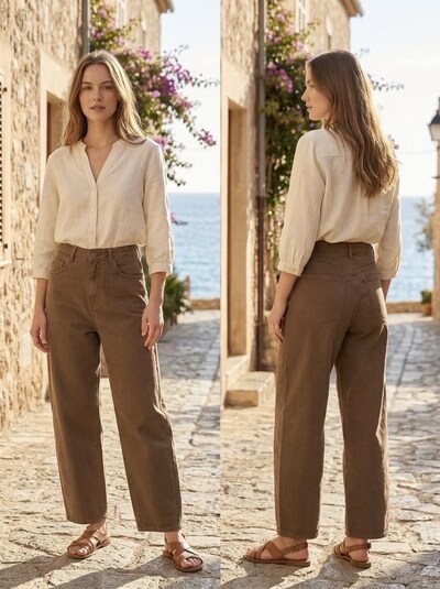 Grossista REDBERRY - jeans a palloncino color talpa taglia grande Grossista REDBERRY - jeans a palloncino color talpa taglia grande