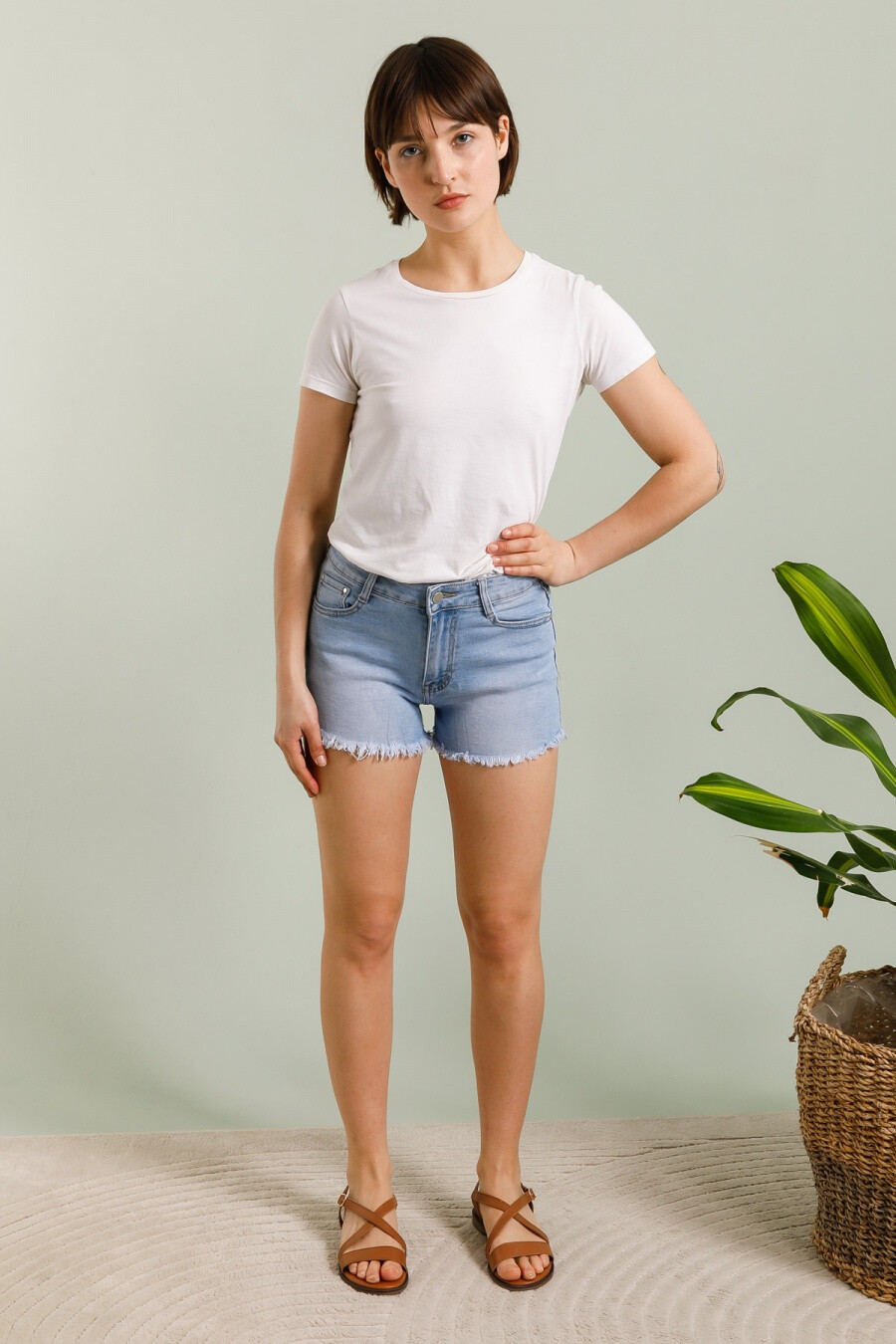 Wholesaler REDBERRY - High -waisted blue shorts