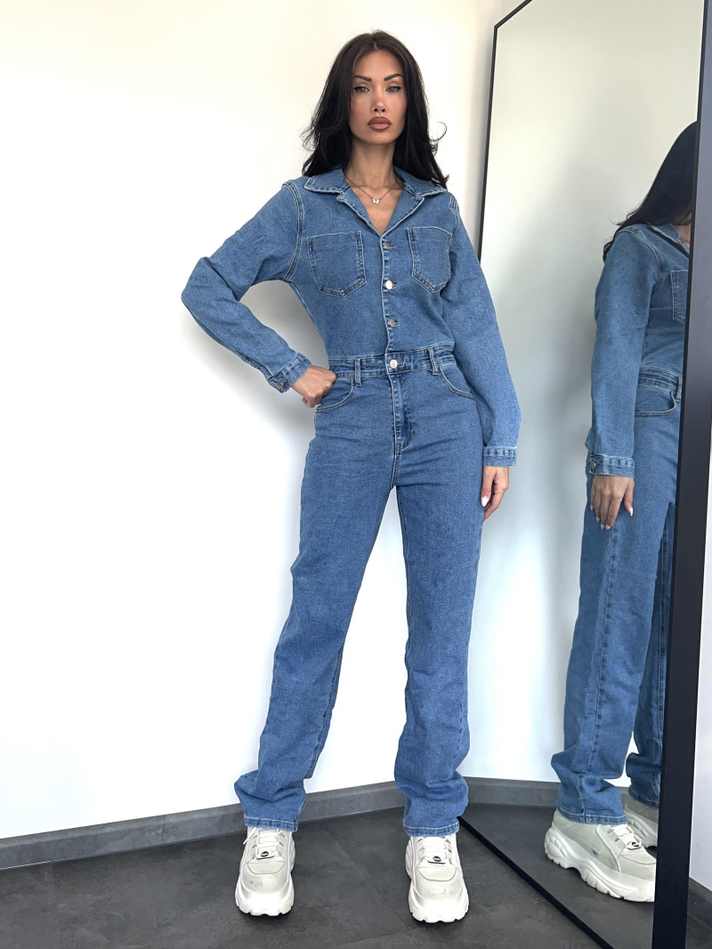 Grossiste Redial - Combinaison en denim bleu manche longue