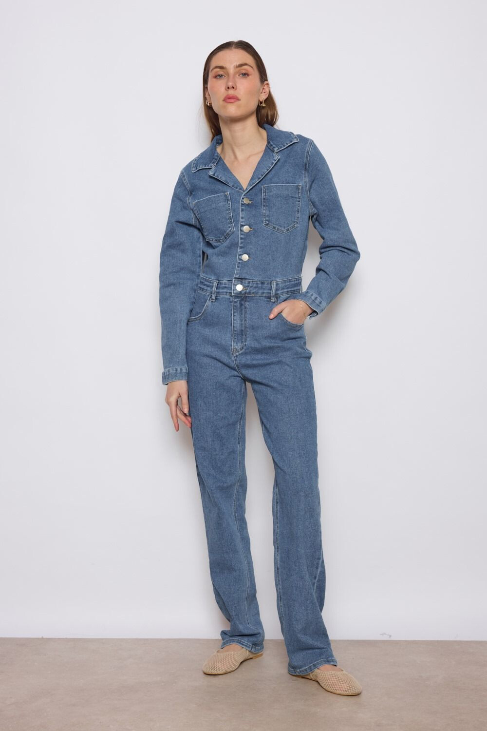 Grossista Redial - Tuta in denim blu a maniche lunghe