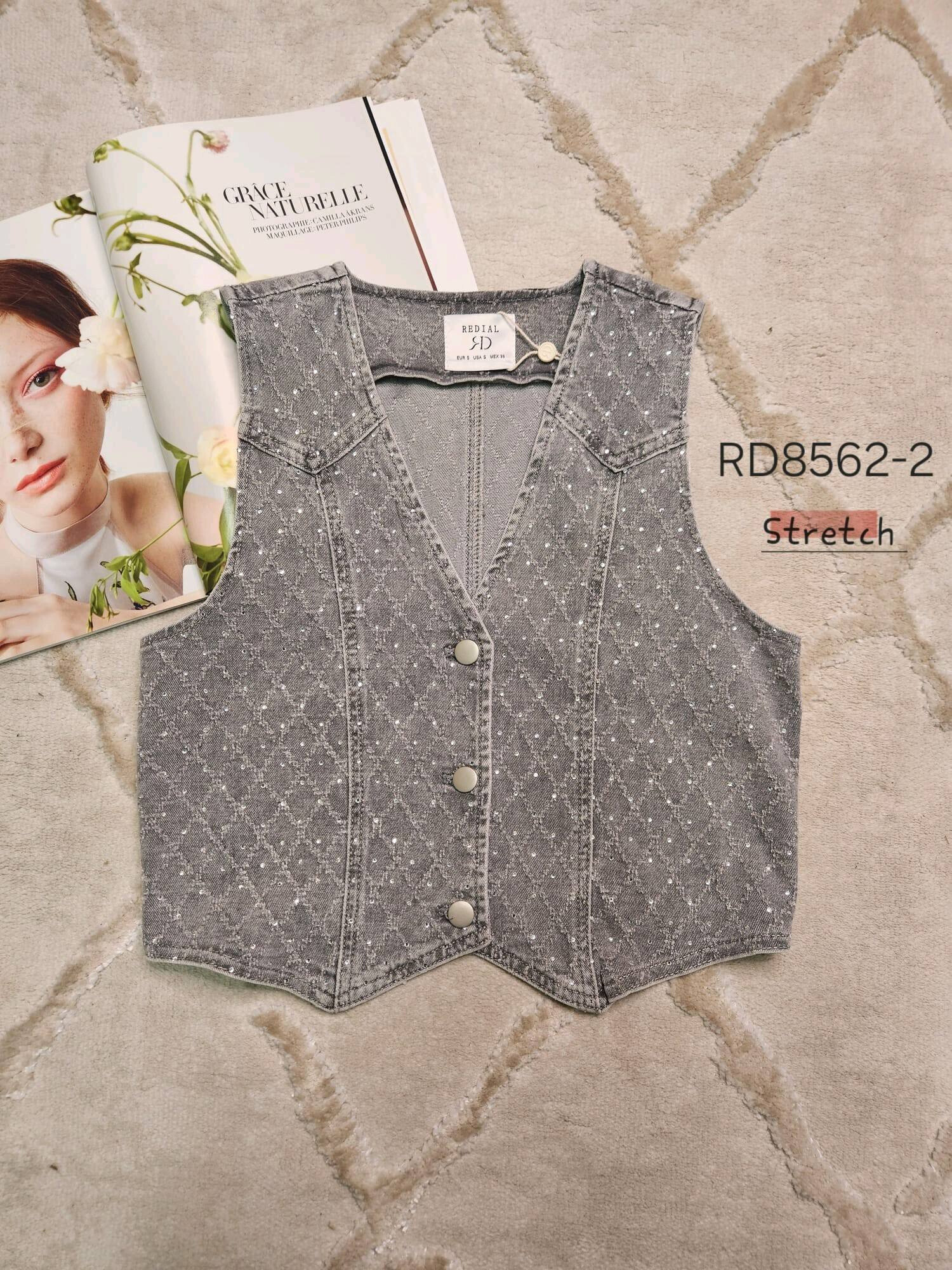 Wholesaler Redial - Denim sleeveless vest with rhinestones