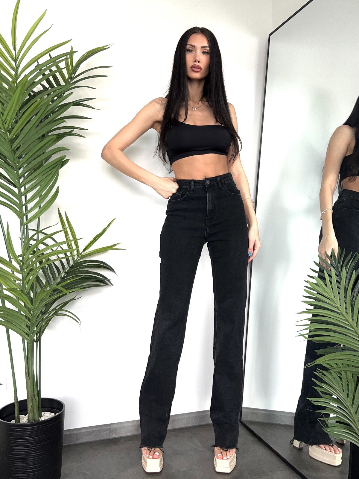 Grossista Redial - Jeans neri extra lunghi con vestibilità normale