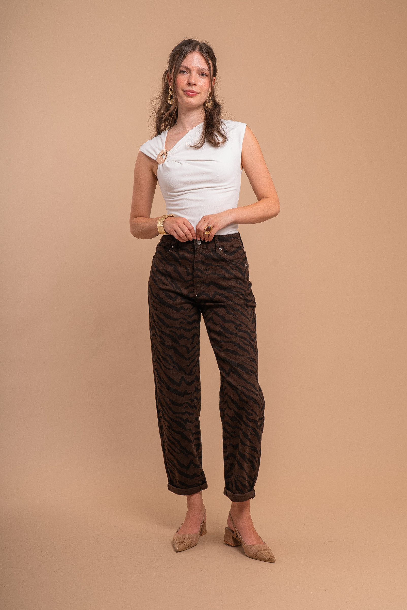 Grossiste REDIAL - Jean mom choco zèbre