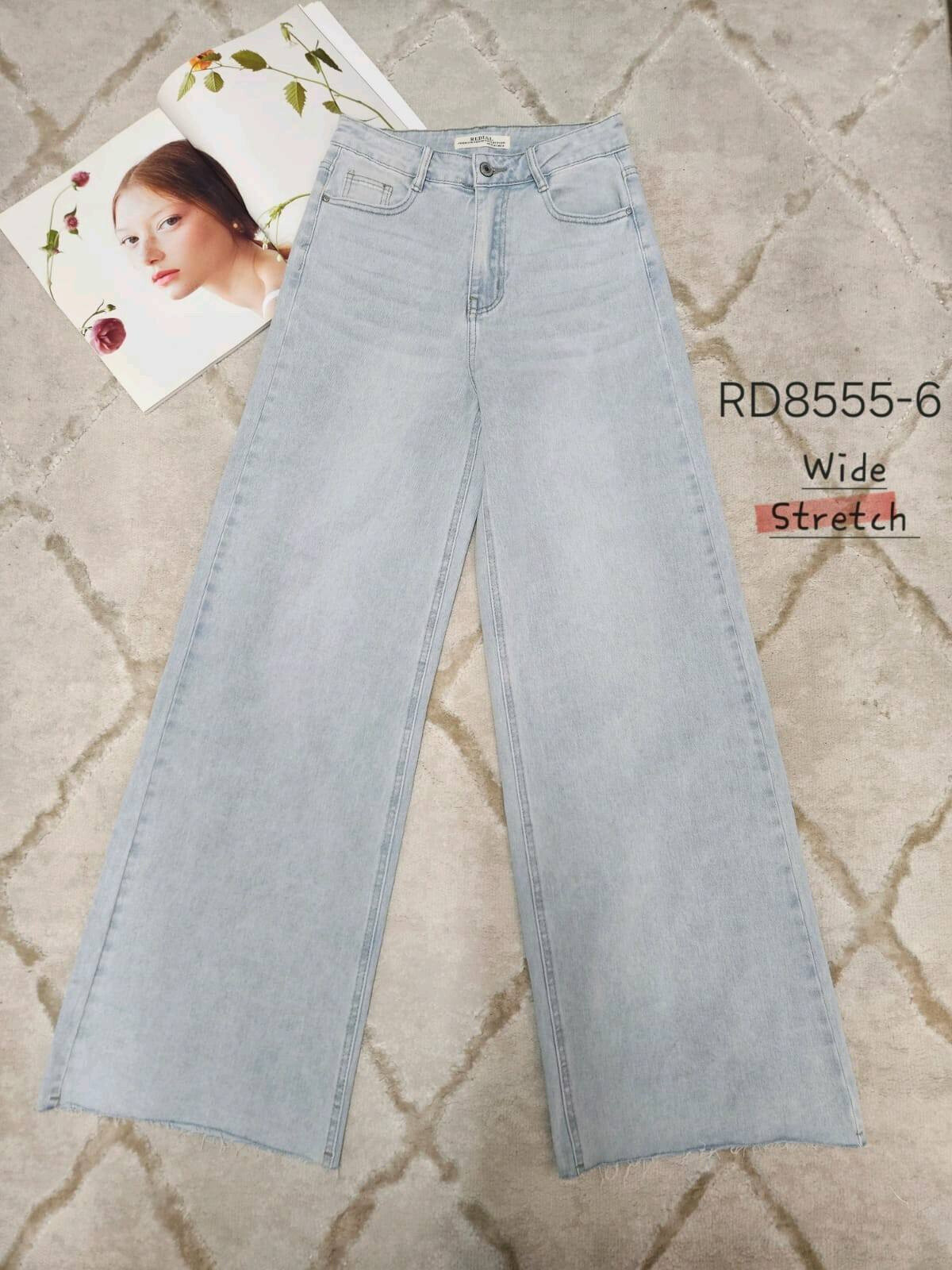 Großhändler Redial - Stretch-Jeans mit weitem Bein und Fransenrand