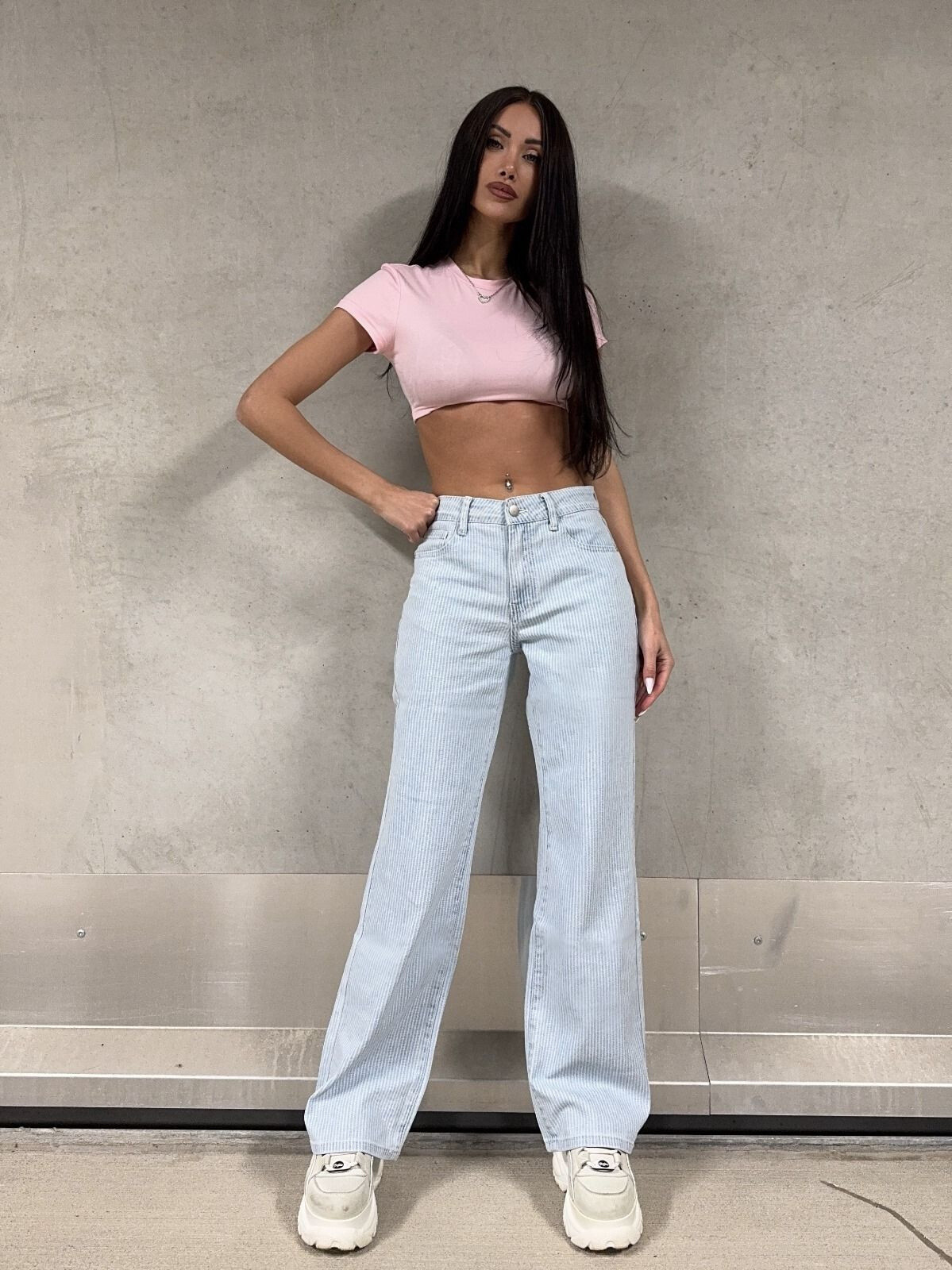 Wholesaler Redial - Jeans wide leg has blue stripes