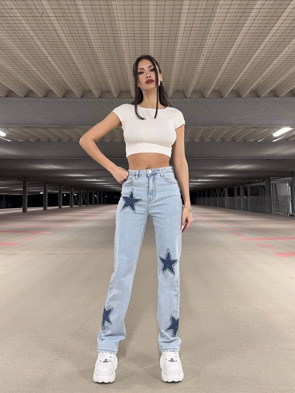 Wholesaler Redial - Jean Straight Fit with Stars Patchs
