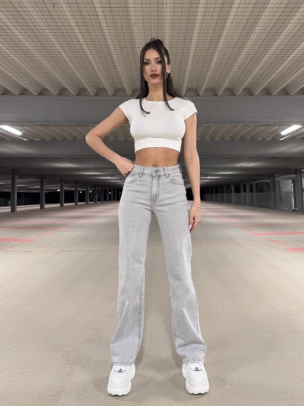 Wholesaler Redial - Wide Leg gray jeans at Mid High