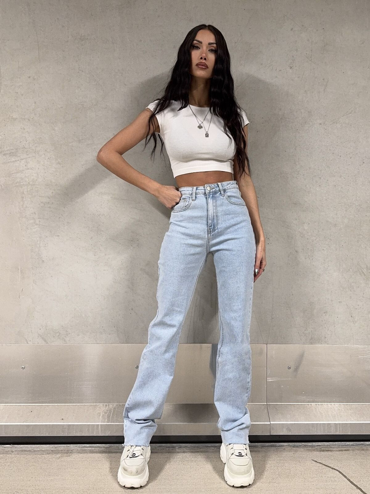 Wholesaler Redial - Extra long regular fit jeans with fringed edges