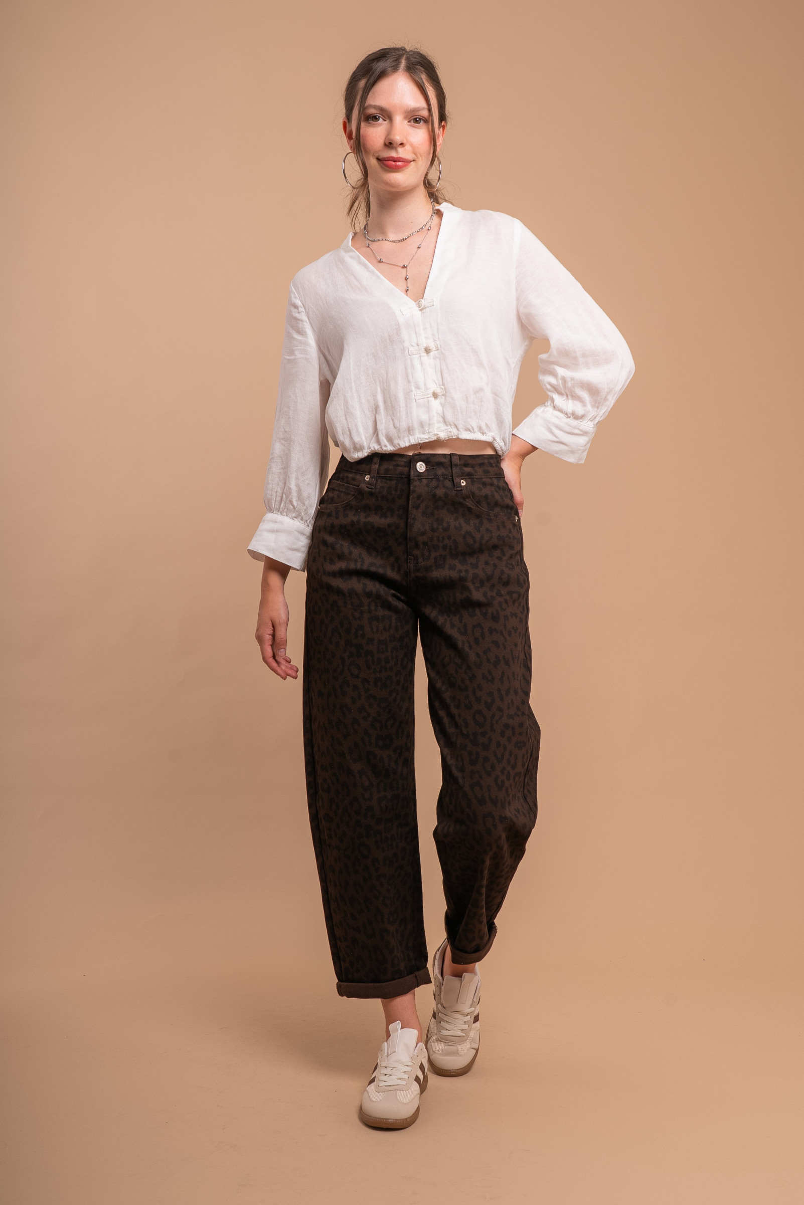 Grossista REDIAL - Jeans mom leopardato cioccolato
