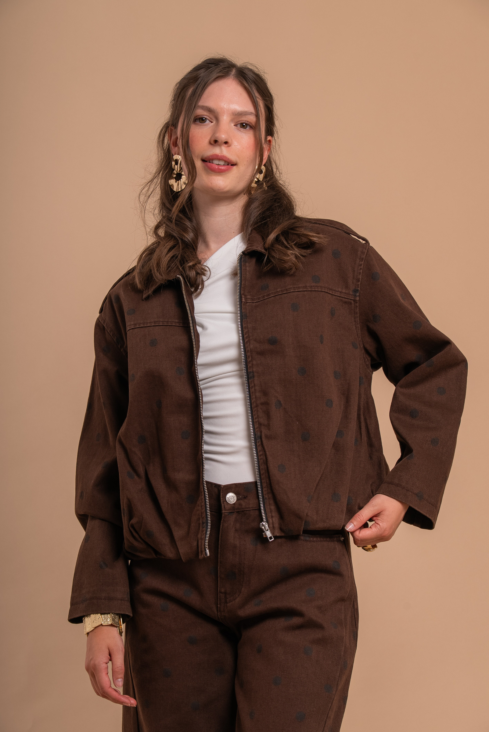Grossiste REDIAL - Veste choco à pois noir