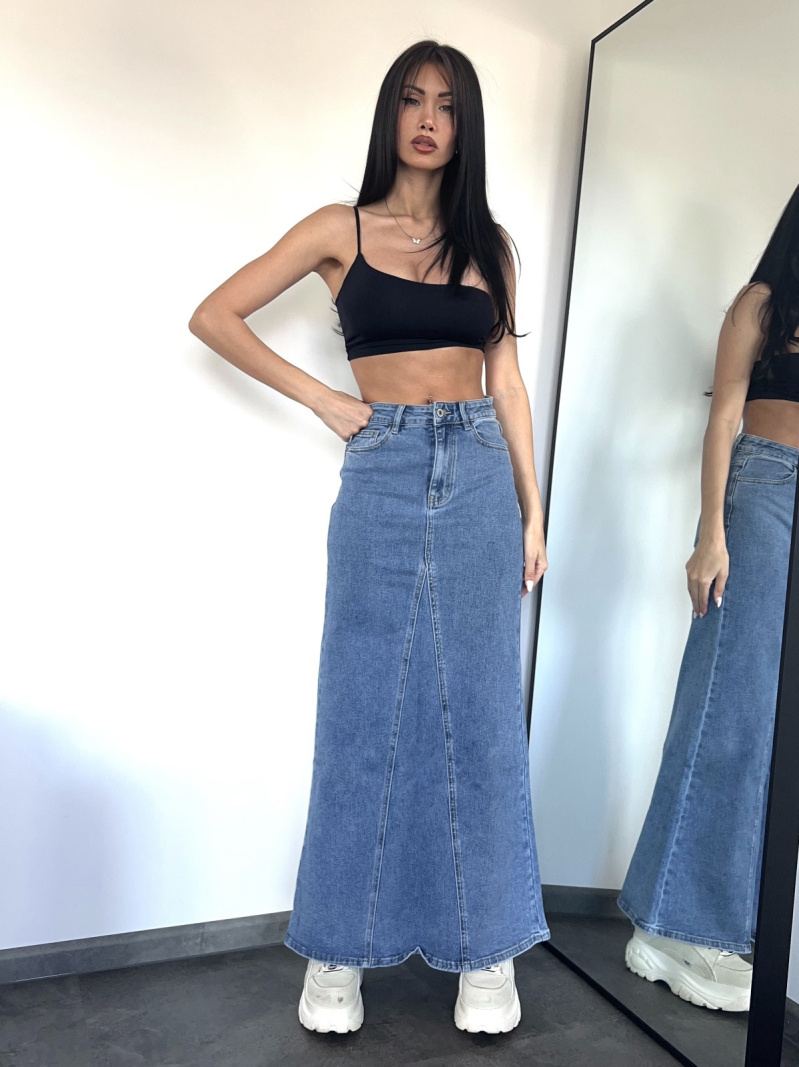 Wholesaler Redial - Extra long denim skirt without slit