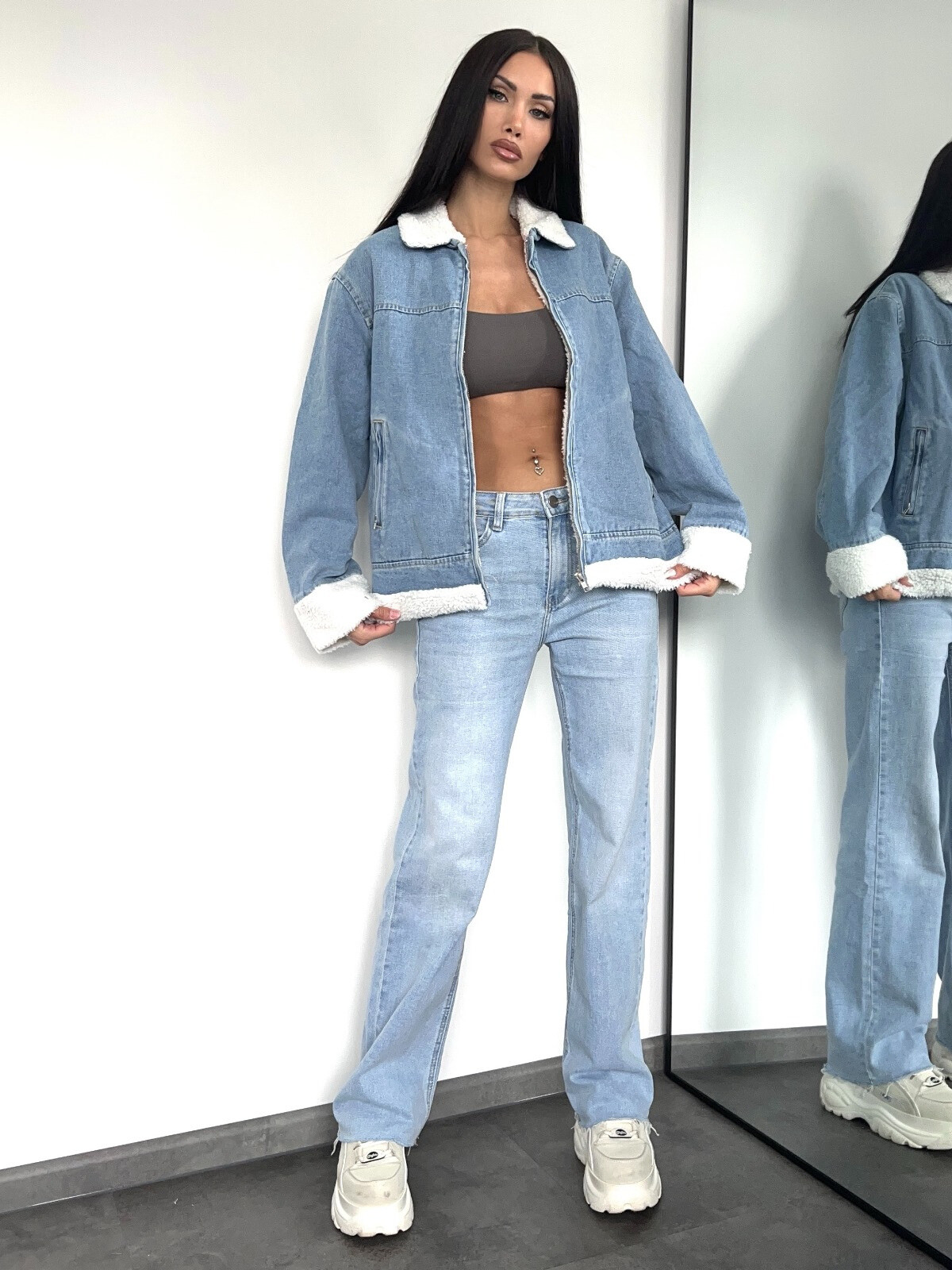 Wholesaler Redial - Fur-lined denim jacket