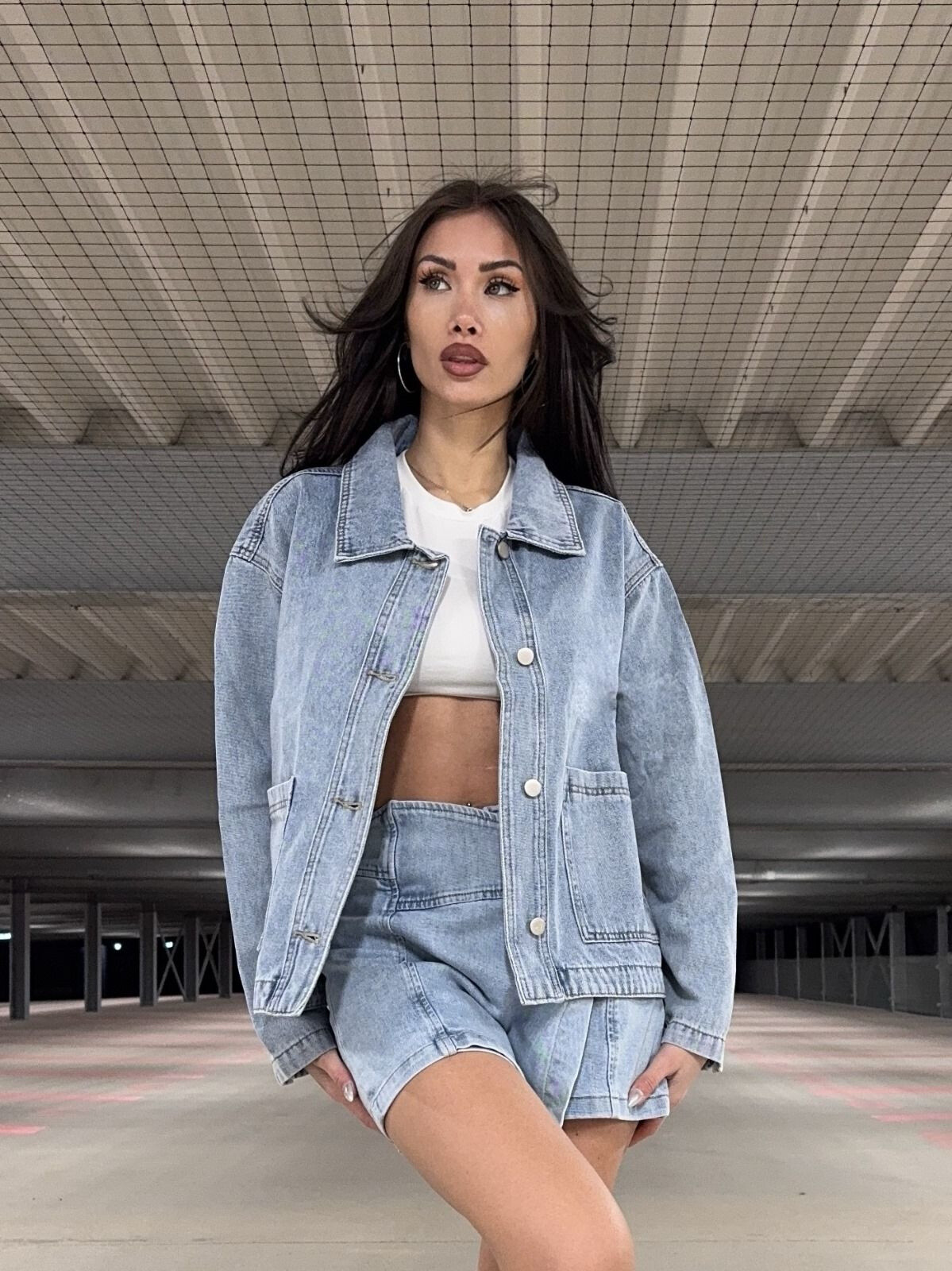 Grossiste Redial - Veste en denim de coton à fermeture par pression
