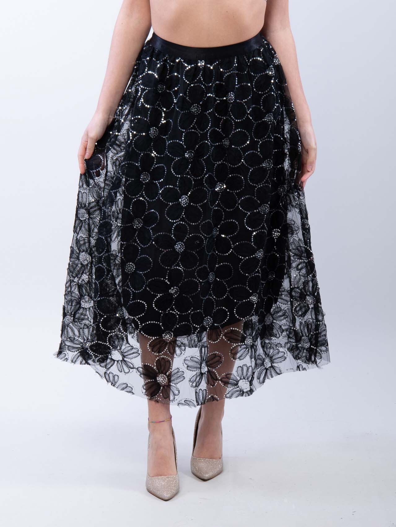 Grossista Remix - Gonna Lunga in Tulle con Fiore