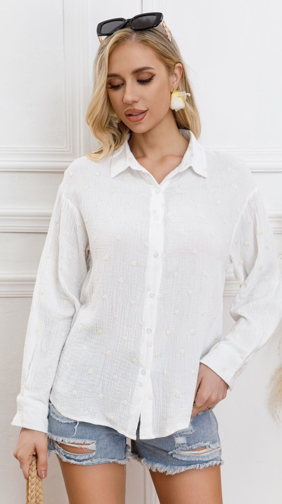 Wholesaler Revd'elle - Rev'elle - embroidered polka dot shirt