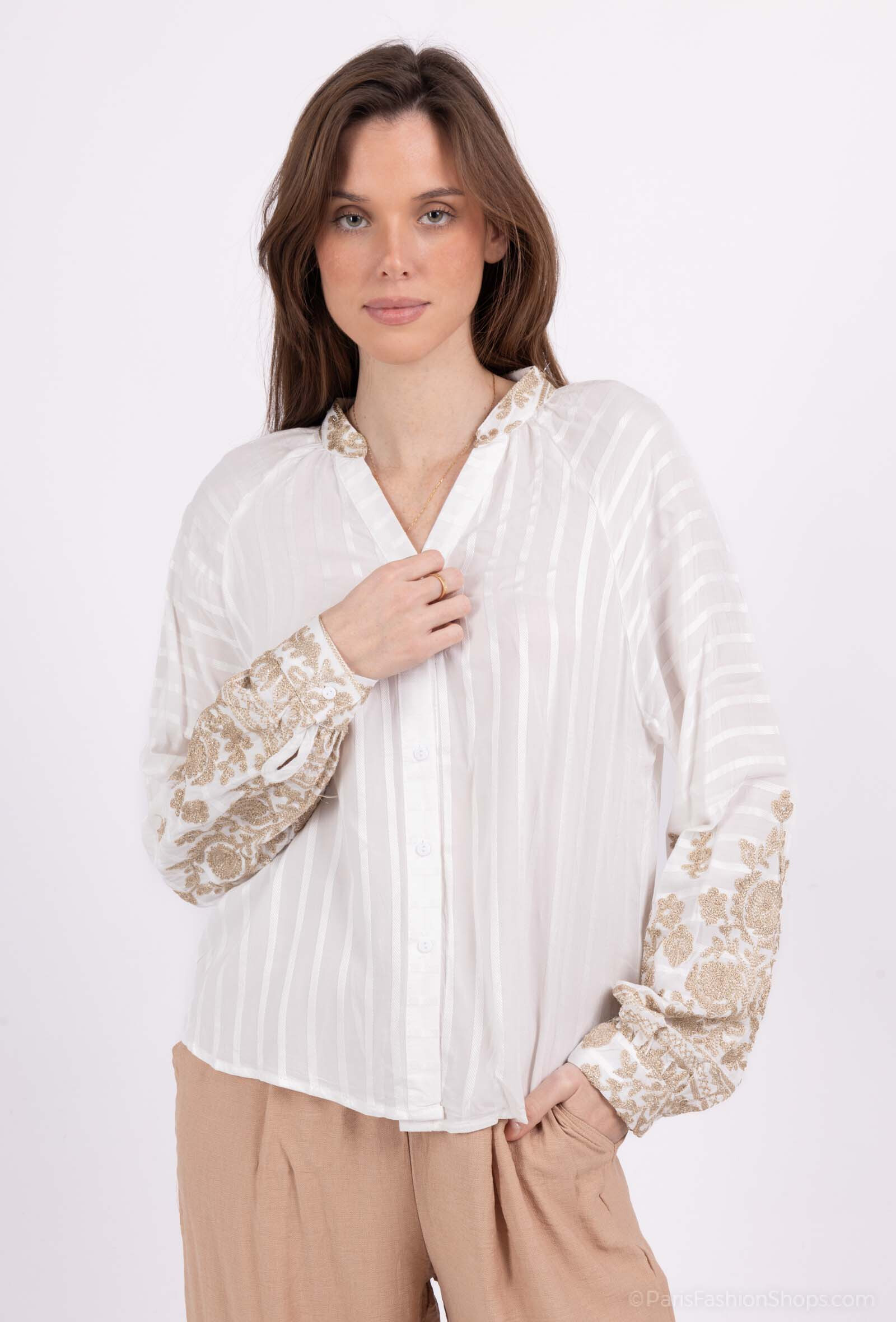 Wholesaler Revd'elle - Revdelle - Striped shirt with patterns on sleeves