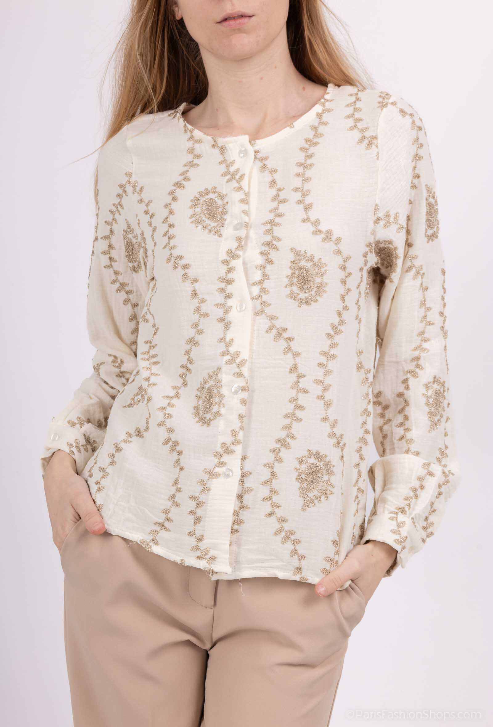 Wholesaler Revd'elle - Revd'elle - Round neck shirt with embroidery