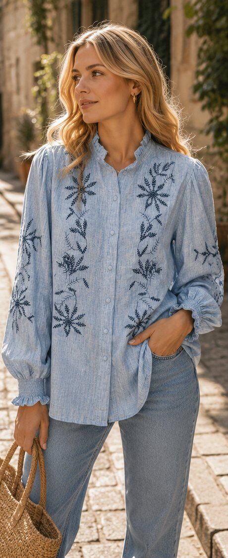 Grossista Revd'elle - Camicia ricamata floreale