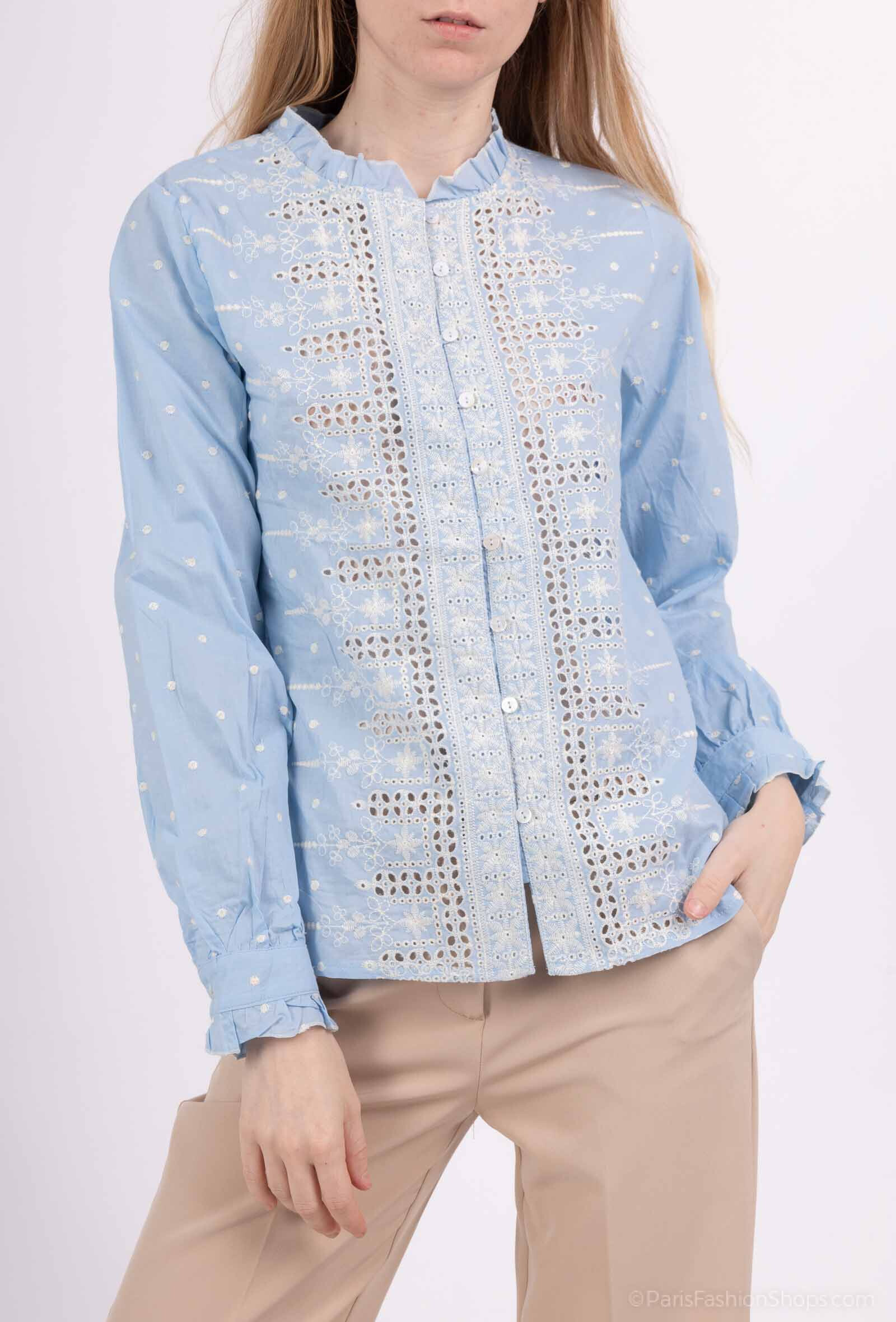 Wholesaler Revd'elle - Revd'elle - Shirt with puffy sleeve embroidery