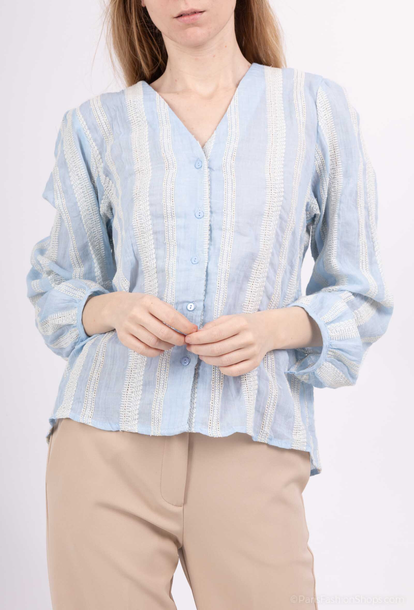 Wholesaler Revd'elle - Revd'elle - V -neck shirt with scratch embroidery