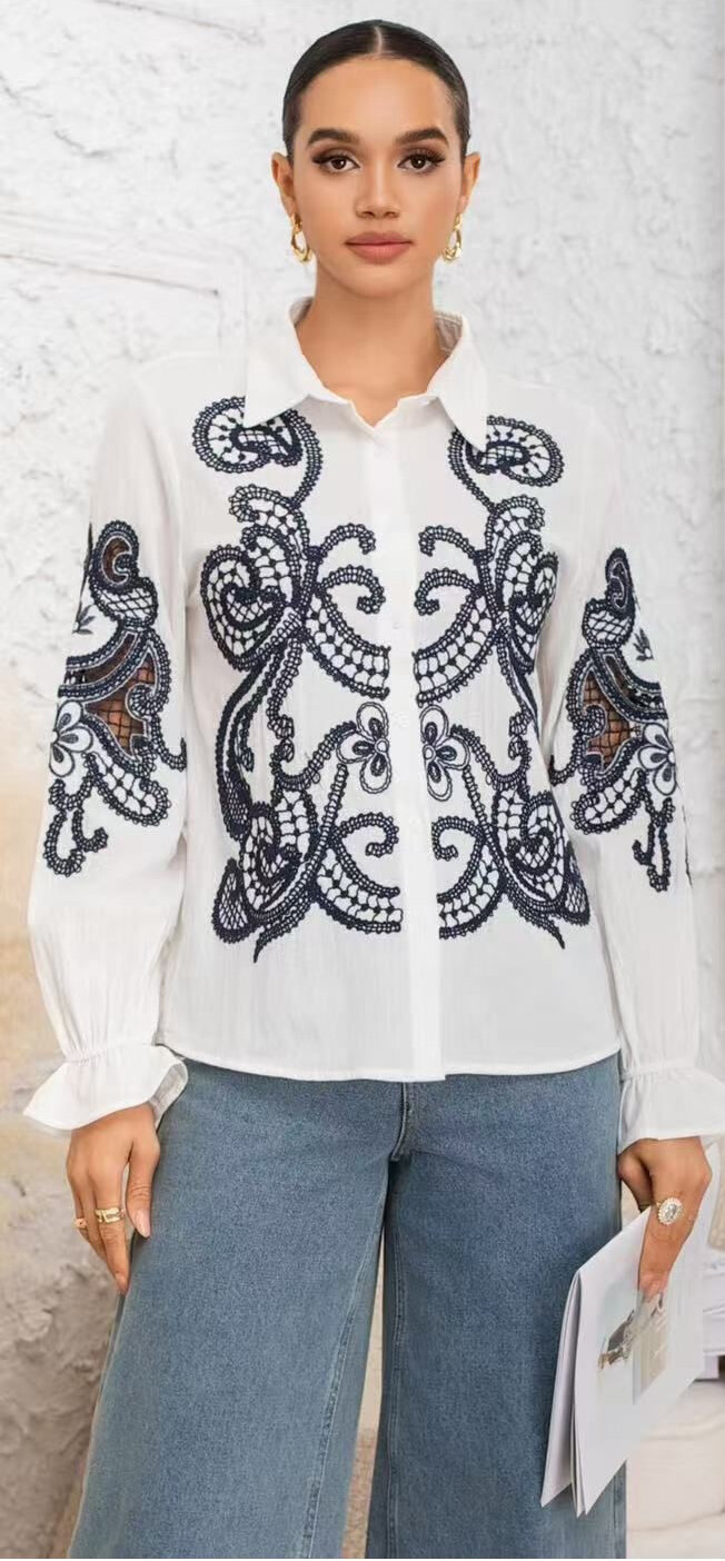 Wholesaler Revd'elle - Revd'elle - Shirt with embroidery and Elephant sleeve