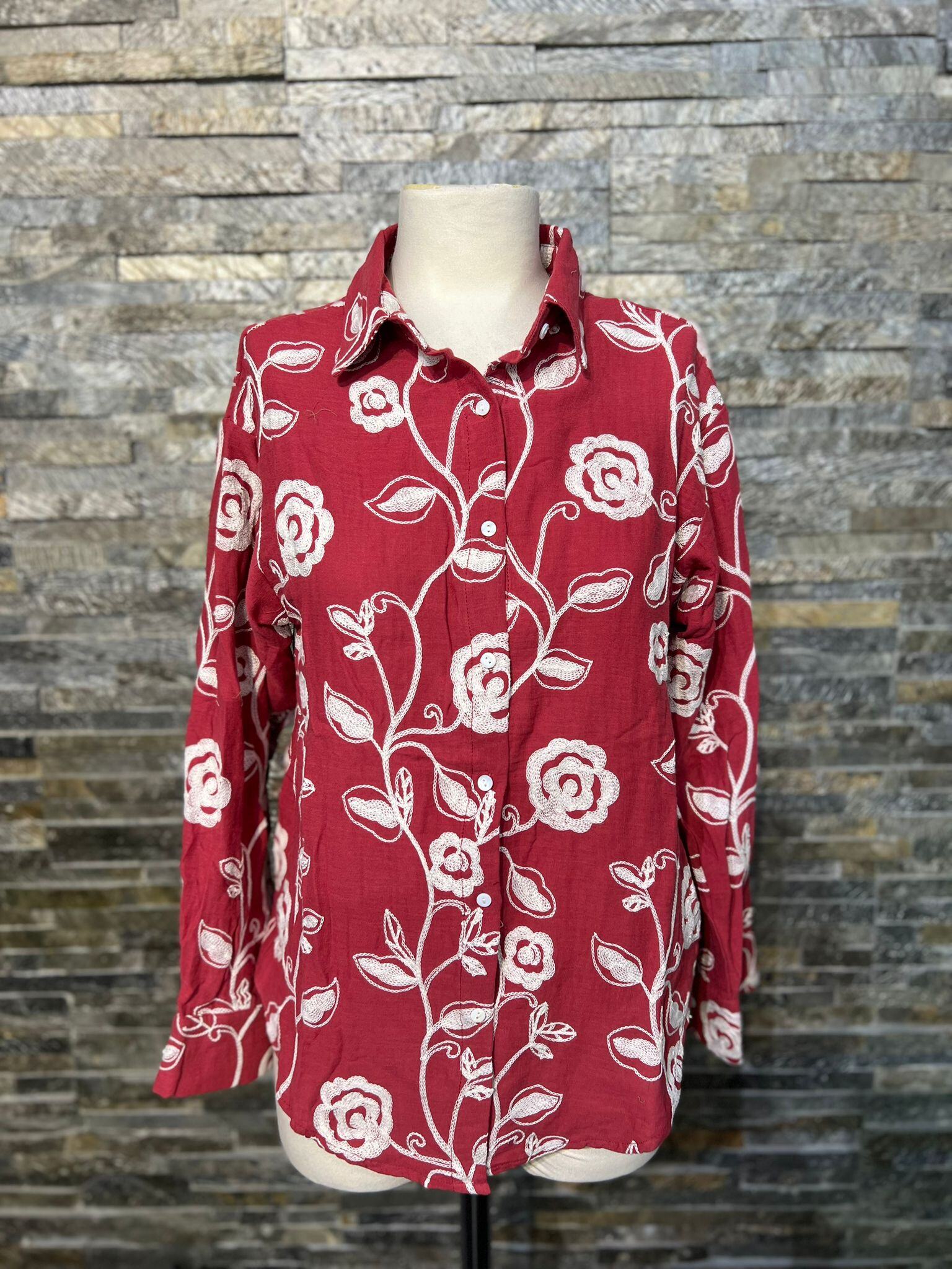 Großhändler Revd'elle - Besticktes Hemd mit Blumenmuster - Eleganz & Charakter