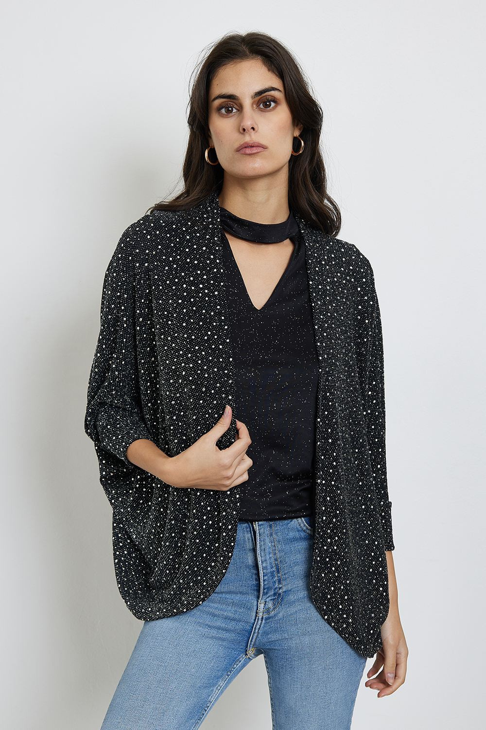 Wholesaler REVD'ELLE DESTOCKAGE - Revd'elle - Party cardigan with 3/4 sleeves and sequins