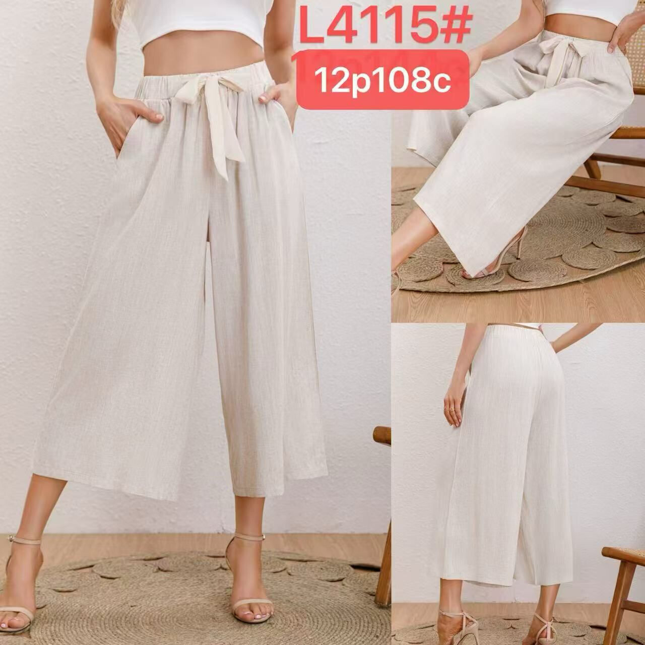 Grossista Revd'elle - Revd'elle - pantaloni fluidi uniti con nodo