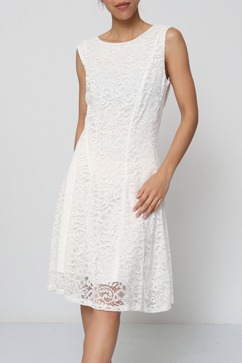 Wholesaler Revd'elle - Revd'elle - Round neck lace flared dress with lining