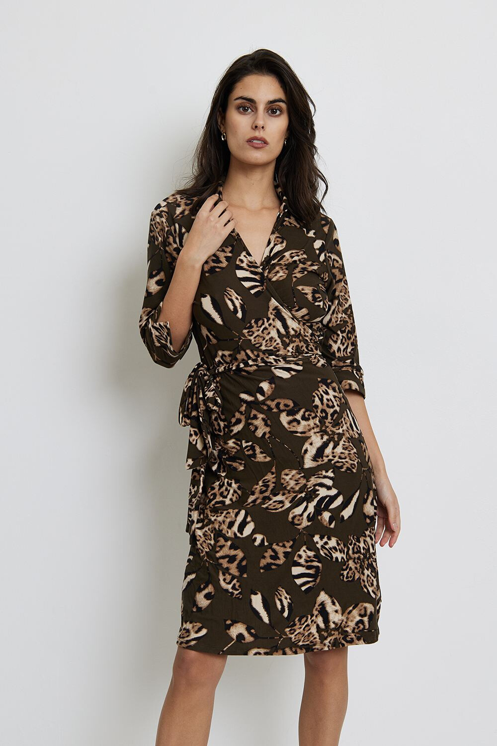 Wholesaler Revd'elle - Revdelle - Floral leopard print wrap dress